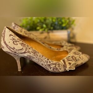 Miu Miu Brown Tan Floral Print Canvas Shoes Size 37.5 / US Size 7